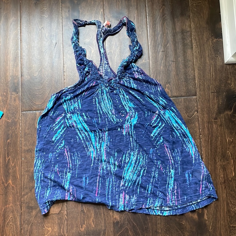 Free People Blue Racerback Shirt